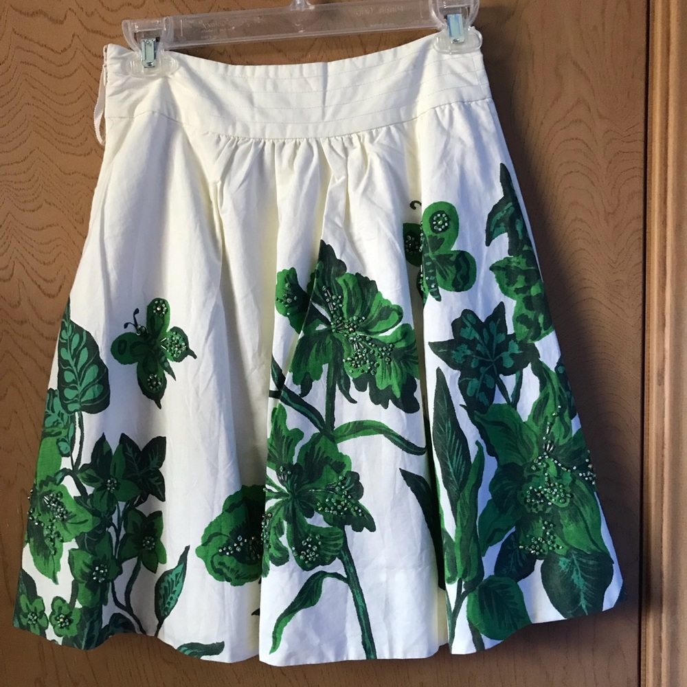 Anthropologie 100% cotton botanical print skirt